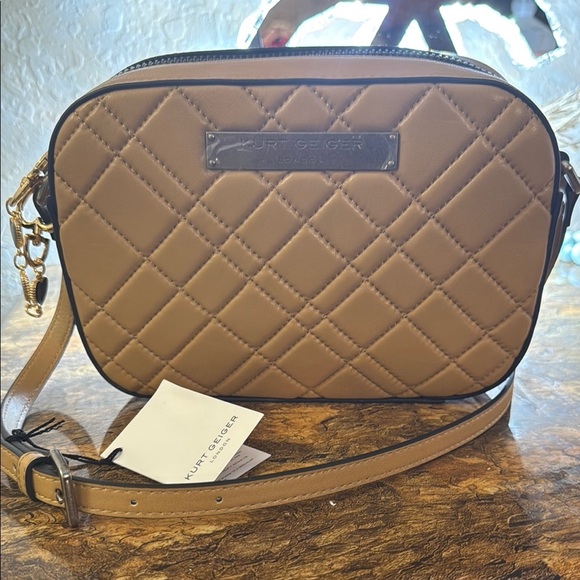 Kurt Geiger Handbags - Kurt Geiger Brown Quilted Crossbody Bag NWT TAUPE